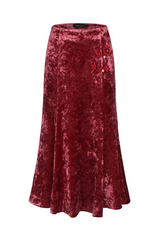 Velvet Plum Blossom Skirt Burgundy