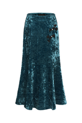 Velvet Plum Blossom Skirt Teal