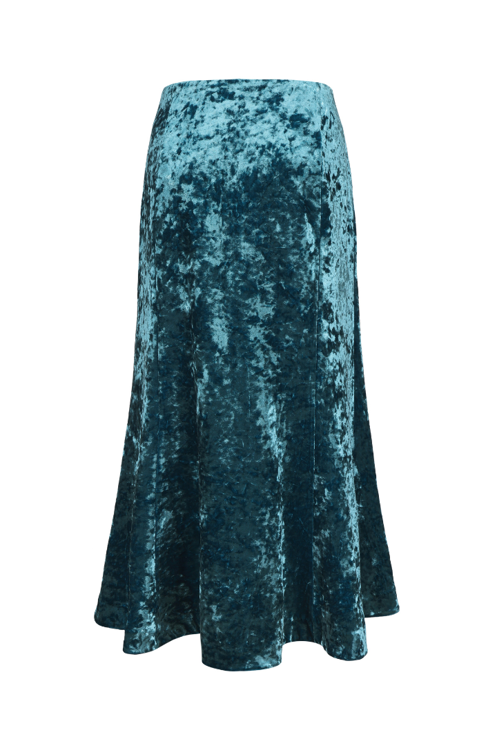 Velvet Plum Blossom Skirt Teal